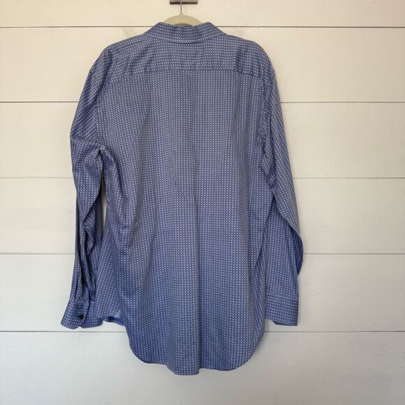 Robert Graham Men’s 44 Blue Patterned Flip Cuff Dress Shirt Career Workwear - Picture 5 of 7